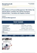 Foundations of Financial Management 18th Edition By Stanley Block&comma; Geoffrey Hirt&comma; Bartley Danielsen&comma; Richard Warr &vert; Test Bank All Chapter Verified 9781265074654&NewLine;