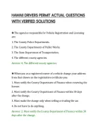 Hawaii Drivers Permit Actual Questions&NewLine;With Verified Solutions