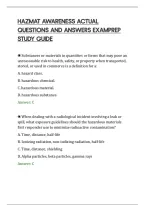 Hazmat Awareness Actual&NewLine;Questions And Answers Examprep&NewLine;Study Guide