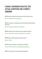 Hazmat Awareness Practice Test&NewLine;Actual Questions And Correct&NewLine;Answers