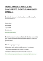 Hazmat Awareness Practice Test&NewLine;Comprehensive Questions And Answers&NewLine;Graded A&plus;
