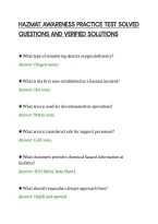 Hazmat Awareness Practice Test Solved&NewLine;Questions And Verified Solutions
