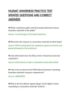 Hazmat Awareness Practice Test&NewLine;Updated Questions And Correct&NewLine;Answers