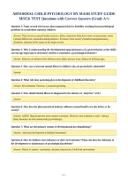 Abnormal Child Psychology By Mash Study Guide&NewLine;Mock Test Questions With Correct Answers &lpar;Grade A&plus;&rpar;