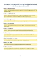 ABNORMAL PSYCHOLOGY ACTUAL EXAM PAPER Questions&NewLine;with Correct Answers &lpar;Grade A&plus;&rpar;