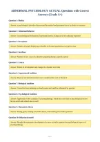 ABNORMAL PSYCHOLOGY ACTUAL Questions with Correct&NewLine;Answers &lpar;Grade A&plus;&rpar;