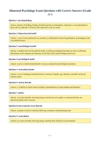 Abnormal Psychology Exam Questions with Correct Answers &lpar;Grade&NewLine;A&plus;&rpar;