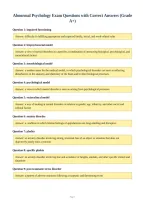Abnormal Psychology Exam Questions with Correct Answers &lpar;Grade&NewLine;A&plus;&rpar;