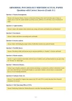 ABNORMAL PSYCHOLOGY MIDTERM ACTUAL PAPER&NewLine;Questions with Correct Answers &lpar;Grade A&plus;&rpar;