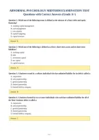 ABNORMAL PSYCHOLOGY MIDTERM EXAMINATION TEST&NewLine;Questions with Correct Answers &lpar;Grade A&plus;&rpar;