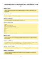 Abnormal Psychology Exam Questions with Correct Answers &lpar;Grade&NewLine;A&plus;&rpar;