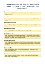 Abnormal Psychology Sixth Canadian Edition&NewLine;Gordon Flett Practice Test Questions With Correct&NewLine;Answers &lpar;Grade A&plus;&rpar;
