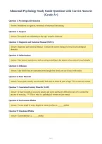 Abnormal Psychology Study Guide Questions with Correct Answers&NewLine;&lpar;Grade A&plus;&rpar;