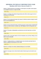 ABNORMAL PSYCHOLOGY MIDTERM STUDY GUIDE&NewLine;Questions with Correct Answers &lpar;Grade A&plus;&rpar;