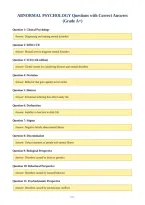 ABNORMAL PSYCHOLOGY Questions with Correct Answers&NewLine;&lpar;Grade A&plus;&rpar;