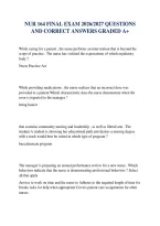 Nur 164 Final Exam 2026&sol;2027 Questions And Correct Answers Graded A&plus;