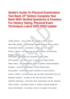Seidel's Guide To Physical Examination Test Bank 10th Edition Complete Test Bank With Verified Questions & Answers For History Taking&comma; Physical Exam Techniques Latest 2025 &sol;2026 Update