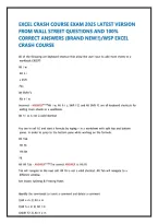 Excel Crash Course Exam Questions and Answers &lpar;2025&sol;2026 Latest Version&rpar; &vert; 100&percnt; Verified WSP Wall Street Prep Study Guide & Test Bank