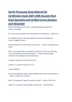 Sterile Processing Certification Exam Prep 2025&sol;2026 &vert; Verified Real Exam Questions & Answers &vert; CS&sol;SPD Technician Study Guide & Test Bank