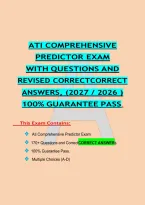 Ati Comprehensive Predictor Exam With Questions And Revised Correctcorrect Answers&comma; &lpar;2027 &sol; 2026 &rpar;  100&percnt; Guarantee Pass&period; 