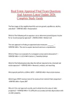 Real Estate Appraisal Final Exam Questions And Answers Latest Update 2026 Complete Study Guide &NewLine;