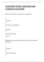 Hazwoper Tested Questions And&NewLine;Complete Solutions&NewLine;