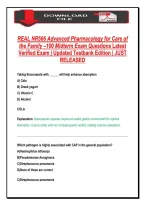 REAL NR566 Advanced Pharmacology for Care of &NewLine;the Family &ndash;100 Midterm Exam Questions Latest &NewLine;Verified Exam &vert; Updated Testbank Edition &vert; JUST &NewLine;RELEASED