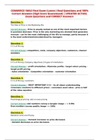 COMMERCE 1MA3 Final Exam &lpar;Latest &rpar; Real Questions and 100&percnt;&NewLine;Correct Answers &lpar;High Score Guaranteed&rpar; &vert; UPDATED ACTUAL&NewLine;Exam Questions and CORRECT Answers&NewLine;