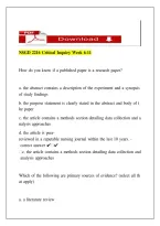 NSGD 2216 Critical Inquiry Weeks 6&ndash;11 &vert; Nursing Study Guide