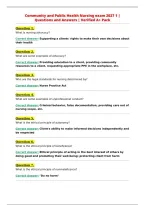 Community and Public Health Nursing exam 2027 1 &vert;&NewLine;Questions and Answers &vert; Verified A&plus; Pack