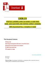 Chem 210 Portage Learning Chem 210 Exams 1-8 And Final Exam  2026 Questions And Verified Correct Answers   100&percnt; Guaranteed Pass &vert; Complete A&plus; Guide 