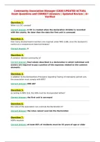 Community Association Manager &lpar;CAM&rpar; UPDATED ACTUAL&NewLine;Exam Questions and CORRECT Answers &vert; Updated Review &vert; A&plus;&NewLine;Verified