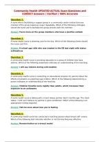 Community Health UPDATED ACTUAL Exam Questions and&NewLine;CORRECT Answers &vert; Verified &vert; 100&percnt; Accurate&NewLine;