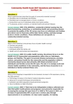 Community Health Exam 2027 Questions and Answers &vert;&NewLine;Verified &vert; A&plus;&NewLine;