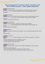 Data Management Foundations D426 &vert; Questions with&NewLine;100&percnt; Verified Answers &vert; Latest Update 2026&sol;2027