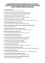 Comprehensive Nursing Communication&comma; Ethics&comma; And&NewLine;Documentation Principles Updated Actual Questions And&NewLine;Correct Answers Verified 2027 Edition&NewLine;