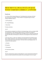 Hesi Mental Health Exam Quiz With Verified Correct Answers 