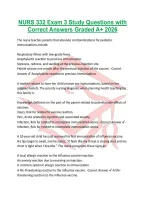 NURS 332 Exam 3 Study Questions with Correct Answers Graded A&plus; 2026
