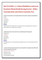 NSG 526 EXAM 1&comma; 2&comma; 3 Clinical Modalities in Advanced &NewLine;Psychiatric Mental Health Nursing Practice - Wilkes &NewLine;Actual Questions and Answers Guarantee Pass