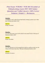 NUR 2063 Essentials of Pathophysiology Latest Updated Version Questions and Answers