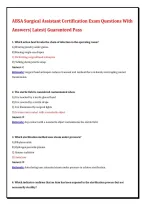 ABSA Surgical Assistant Certification Exam Questions With &NewLine;Answers&vert; Latest&vert; Guaranteed Pass