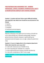 Healthstream Jane Assessment Test - Nursing Knowledge&comma; Clinical Judgment&comma; Pharmacology&comma; Safety & Prioritization Complete With Verified Answers