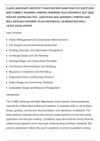 Clarb Landscape Architect Registration Exam Practice Questions&NewLine;And Correct Answers &lpar;Verified Answers&rpar; Plus Rationale 2027 Q&A&vert;&NewLine;Instant Download Pdf&period;&ndash; Questions And Answers &vert; Verified And&NewLine;Well Detailed Answers &vert; Plus Rationales &vert; Guaranteed Pass &vert;&NewLine;Late