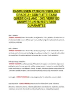Rasmussen Pathophysiology &NewLine;Grade A&plus; Complete Exam &NewLine;Questions And 100&percnt; Verified &NewLine;Answers &lpar;2026&sol;2027&rpar; Pass &NewLine;Guarantee