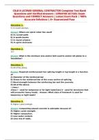 CSLB B LICENSE GENERAL CONTRACTOR Complete Test Bank&NewLine;Questions and Verified Answers &vert; UPDATED ACTUAL Exam&NewLine;Questions and CORRECT Answers &vert; Latest Exam Pack &vert; 100&percnt;&NewLine;Accurate Solutions &vert; A&plus; Guaranteed Pass