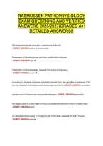 Rasmussen Pathophysiology &NewLine;Exam Questions And Verified &NewLine;Answers 2026&sol;2027&lpar;Graded A&plus;&rpar; &NewLine;Detailed Answers&excl;&excl; 
