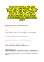 Pathophysiology-Nur 2063 &NewLine;Rasmussen Exam Newest Actual &NewLine;Exam Complete Questions And &NewLine;Correct Detailed Answers &NewLine;&lpar;Verified Answers&rpar; &vert;Already &NewLine;Graded A&plus;&vert;&vert;Brand New Version &NewLine;2026&excl;&excl;&excl; 