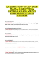 Nur 2063 Pathophysiology Exam 1 &NewLine;Grade A&plus; Complete Exam &NewLine;Questions And 100&percnt; Verified &NewLine;Answers &lpar;2026&sol;2027&rpar; Pass &NewLine;Guarantee 