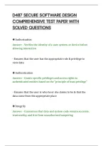 D487 Secure Software Design&NewLine;Comprehensive Test Paper With&NewLine;Solved Questions