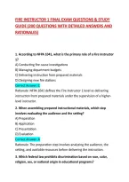 Fire Instructor 1 Final Exam Questions & Study Guide &lpar;200 Questions With Detailed Answers And Rationales&rpar;